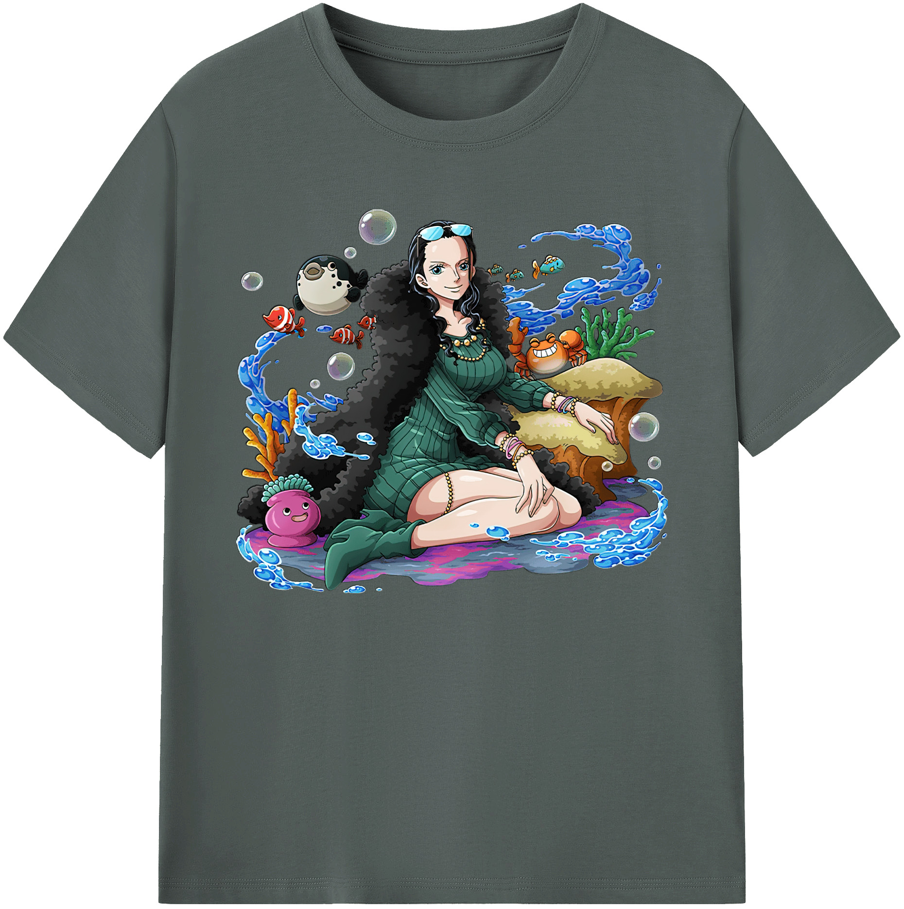 ワンピース ニコ・ロビン ONE PIECE Nico Robin 綿100％ メンズ半袖Tシャツ｜肌触りやわらか＆通気性